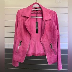 Charlie B Vintage Faux Leather Pink Jacket Size S